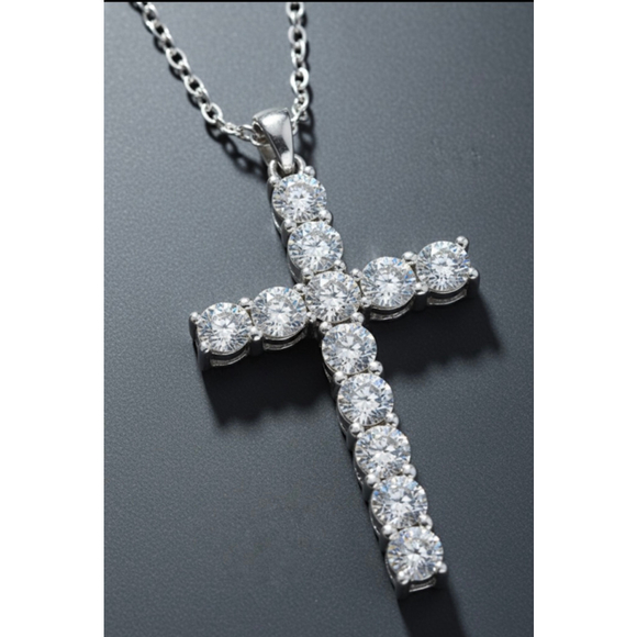 Unbranded Jewelry - Natural diamond chain cross sterling silver unisex rope